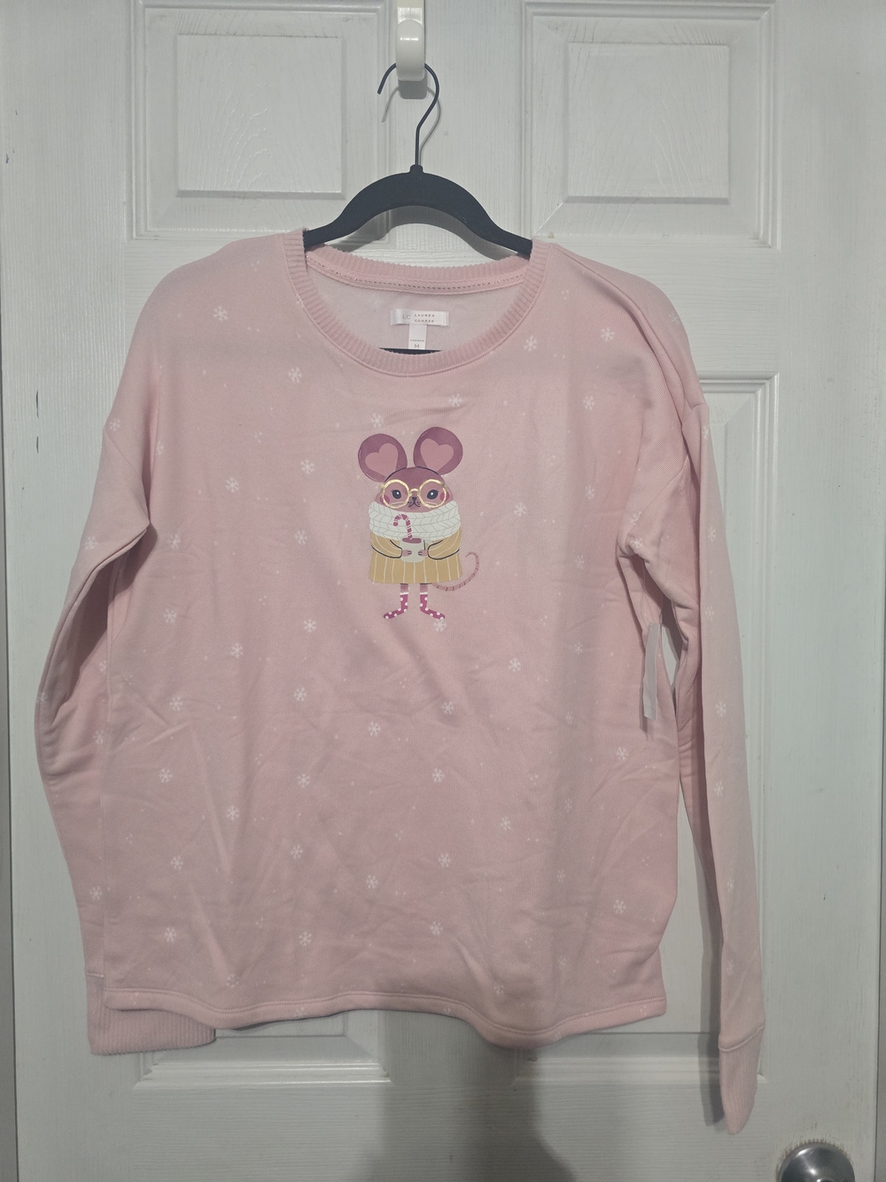 LC Lauren Conrad Light Pink Mouse Graphic Long-Sleeve Pajama Top